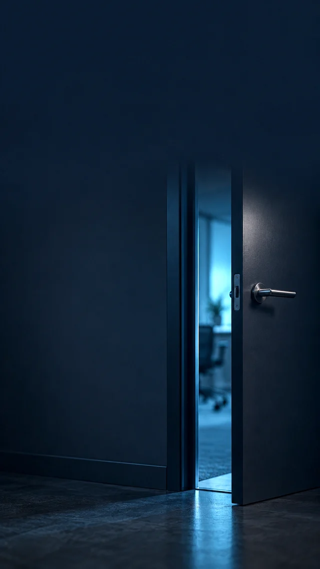 An office door slightly open
